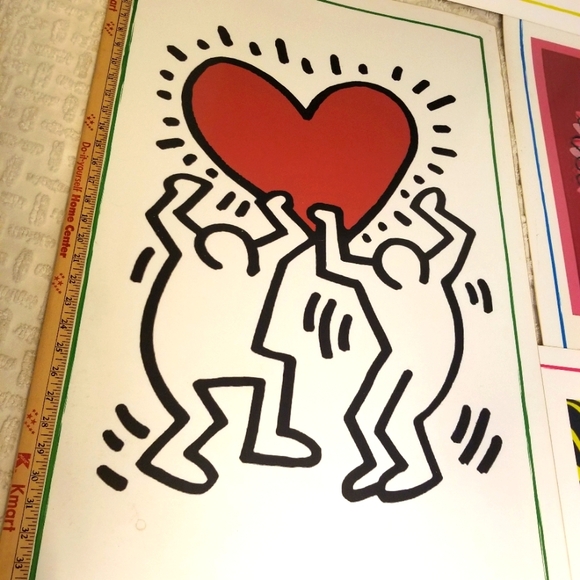 4 POP ART laminated 36x23 POSTERS Warhol Haring Lichtenstein Jasper Johns - Picture 3 of 6